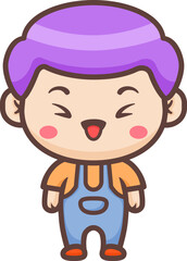 Cute happy little boy cartoon illustration