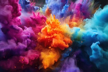 Obraz na płótnie Canvas Colorful rainbow smoke powder explosion. Abstract smoke background wallpaper concept