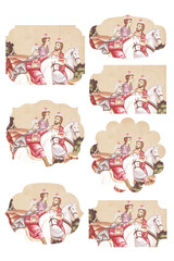 Three kings. Religious gift tags in Byzantine style isolated