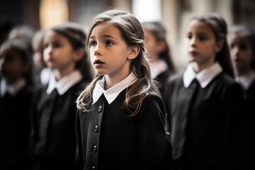 Children's choir singing at a funeral