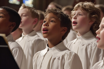 Obraz premium A touching scene of a children's choir singing at a funeral, their angelic voices offering an innocent tribute