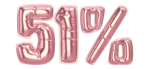 51 Percent Gold Balloon 3D Number