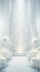 Elegant Wedding Fantasy: A Serene and Chic Celebration with Sparkling White Decor and Ethereal Ambience
