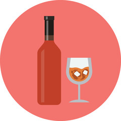 wine bottle and glass. love and romance icon vector. valentine's day vector icon. heart icon transparent background. friendship, affection, appreciation, devotion, emotion symbol and icon