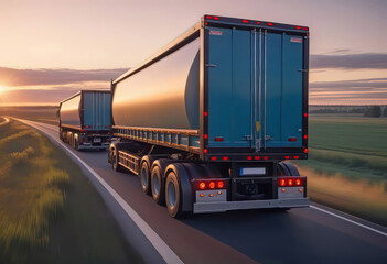 A heavy-duty truck drives along the highway and carries goods, transportation and logistics, timely delivery of goods by road,
