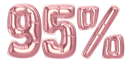 95 Percent Gold Balloon 3D Number