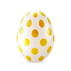 Easter egg with golden polka dots, realistic 3d vector, decorative element for Happy Easter.
