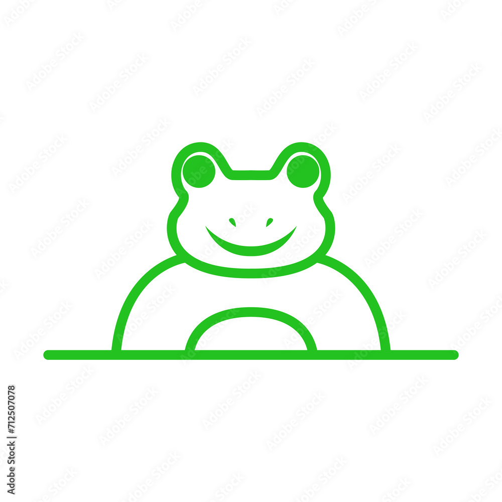 Poster frog sit line icon logo vector