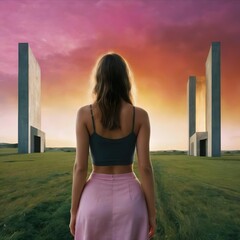 Girl at monolith