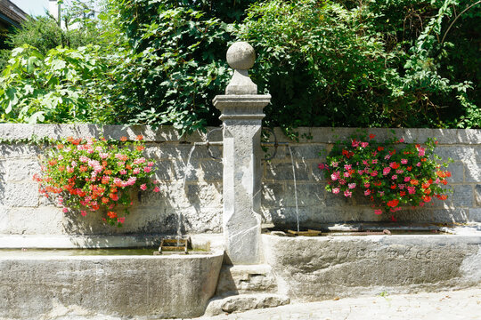 Drinking water fountain in Montreux downtown, Switzerland