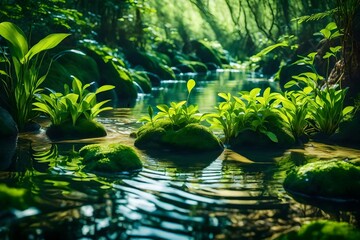 tropical forest pond