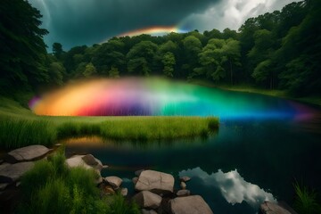 rainbow over the lake