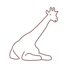 giraffe sit line icon logo vector