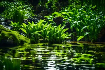 plant in a pond