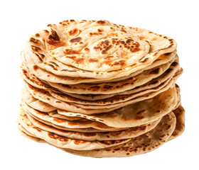 Chapati bread isolated on a transparent background
