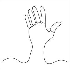 Hand open palm continuous single line art drawing outline vector illustration  