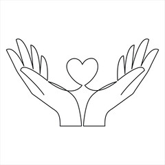 Hand open palm continuous single line art drawing outline vector illustration  