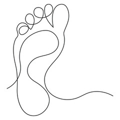 Continuous one line art drawing of bare foot in simple style and outline vector art illustration