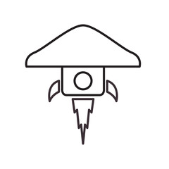 mushroom rocket line icon logo vector
