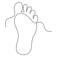 Obraz premium Continuous one line art drawing of bare foot in simple style and outline vector art illustration
