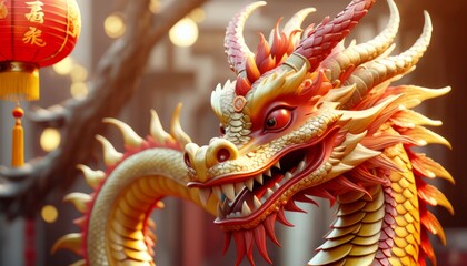 Obraz premium Beautiful fantasy dragon. Year of the Dragon according to the eastern horoscope