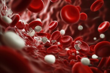 Microscopic view of red blood cells and platelets, Useful for medical and educational purposes.