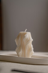 Soy wax candle elegant on white interior