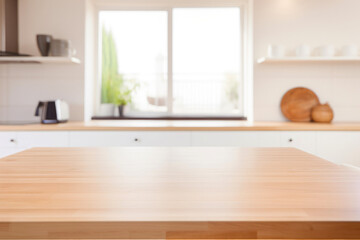 Fototapeta na wymiar Contemporary kitchen interior with a blank wooden surface