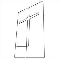 Continuous one line drawing praying of good friday crucifixion outline art vector illustration
