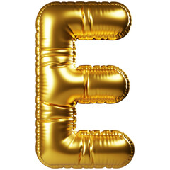 Gold helium balloon in form of capital letter E. 3D realistic decoration, design element related for all celebration events and party, holiday greetings for birthday, anniversary, wedding and other © Pagina