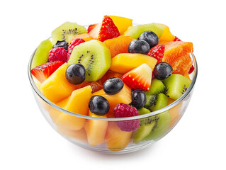 Fruit salad isolated on white background in minimalist style. 