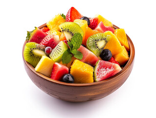 Fruit salad isolated on white background in minimalist style. 