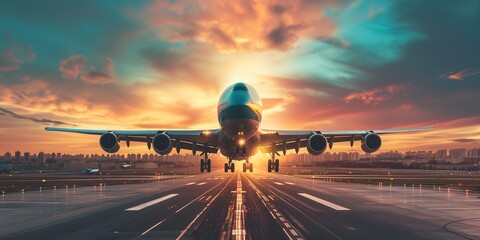 Naklejka premium Airplane with carco shipping for transport and delivery in concept transport and shipping airfreight