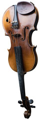 Alte Geige mit fehlender Saite und starker Abnutzung