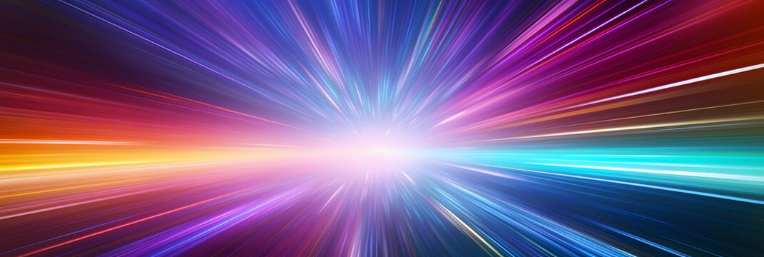 Light speed, hyperspace, space warp background. colorful streaks of light gathering towards the event horizon. Hand edited .