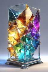 Vibrant Crystal Trophy on Illuminated Display
