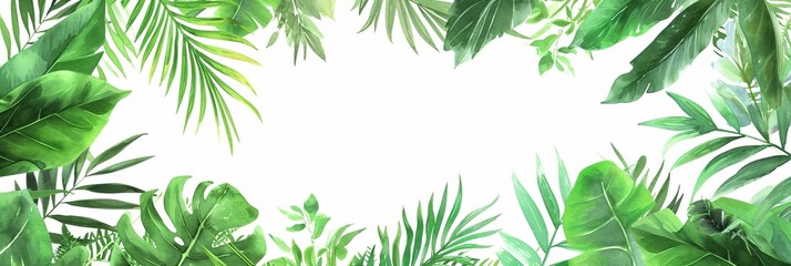 plants trees and leafs isolated on white background like border - obrazy, fototapety, plakaty