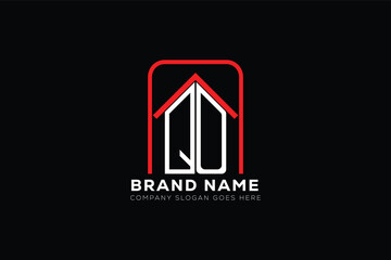 QO letter creative real estate vector logo design . QO creative initials letter logo concept. QO house sheap logo	