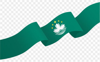 Macau flag wave isolated on png or transparent background vector illustration.