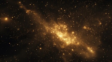 Cosmos Space Filled with Countless Stars. Gold Color, Celestial, Universe, Astronomy
