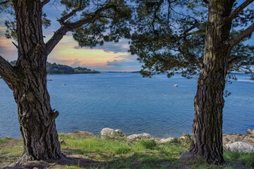 Fototapeta premium Brittany, panorama of the Morbihan gulf, view from the Ile aux Moines