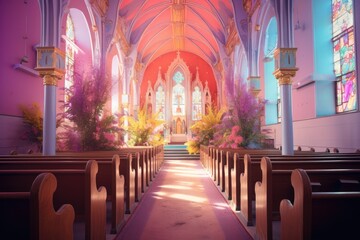 Fototapeta premium a interior church with colors vivids