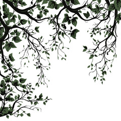tree, nature, vector, illustration, silhouette, branch, leaf, design, plant, floral, black, flower, art, drawing, decoration, pattern, spring, bird, element, season, frame, forest, leaves, old, trunk,