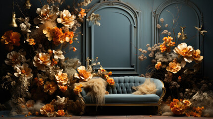 Photo backdrop studio inside