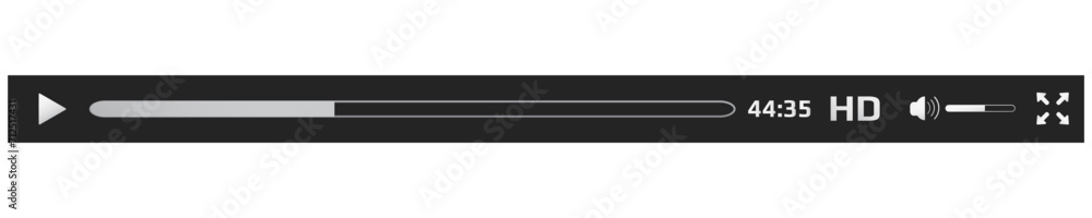 Poster video player play bar design interface. media player with play button icon vector