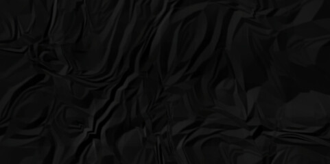 Dark black paper crumpled texture. black fabric crushed textured crumpled. Black wrinkly backdrop paper background. panorama grunge wrinkly paper texture background, crumpled pattern texture.