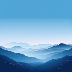 Fototapeta premium Minimalistic blue mountains background