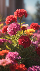 Fototapeta premium A colourful Sweet William flowers on tree.