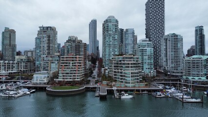 Fototapeta na wymiar Vancouver city skyline along the shore