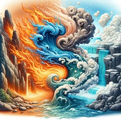 Elemental Clash of Fire and Water